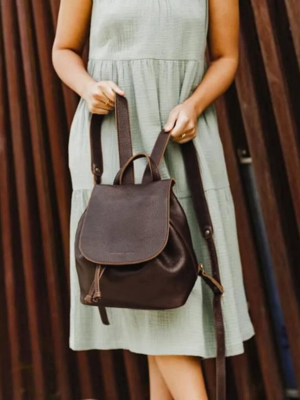 Portland Leather Goods PLG bucket backpack in Coldbrew